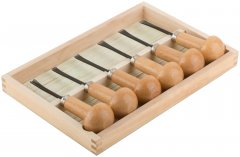 Стамески-резцы CrV по дереву, деревянные ручки, 6 шт., деревянный кейс FIT 43400