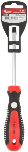 Отвертка "Тренд", CrV сталь, прорезиненная ручка 6х100 мм SL КУРС 53769