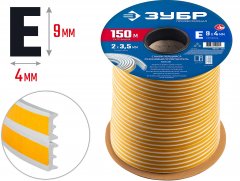 Самоклеящийся резиновый уплотнитель ЗУБР E-профиль, 9x4 мм, белый, 150 м 40921-150