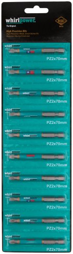 Биты PZ2 70 мм сталь S2, с насечкой, 10 шт. WHIRLPOWER 57599
