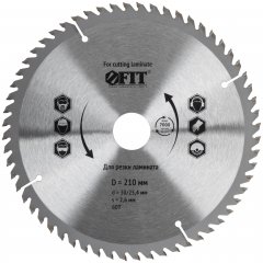 Диск пильный для циркулярных пил по ламинату 210 х 30/25,4 х 60T FIT 37780