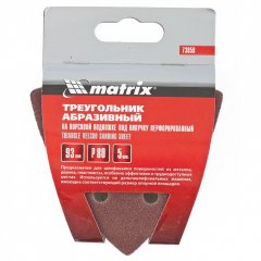 Треугольник абразивный на ворсовой подложке под "липучку", перфорированный, P 80, 93 мм, 5 шт Matrix 73859