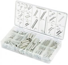 Набор пружин 5.5 х 17.5.5 х 35, 6.5 х 10.7 х 12.5, 7 х 19, 9 х 35, 9.5 х 16, 9.5 х 19 мм, 200 предметов Сибртех 47602