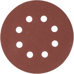 Круг абразивный на ворсовой подложке под "липучку", перфорированный, P 180, 125 мм, 5 шт Matrix 73808