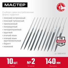 Набор надфилей ЗУБР в чехле 10 шт. 140 мм 1605-H10