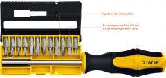 Набор: Отвертка-битодержатель STAYER "MASTER" HERCULES Cr-V сталь, двухкомпонентная рукоятка 13 предметов 25813