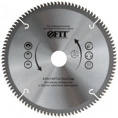 Диск пильный для циркулярных пил по алюминию 230 х 32/30 х 100T FIT 37784