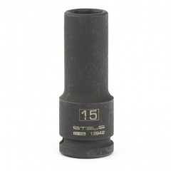 Головка ударная удлиненная шестигранная, 15 мм, 1/2, CrMo Stels 13942