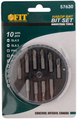 Биты набор 10 шт. CrV, 25 мм FIT 57630