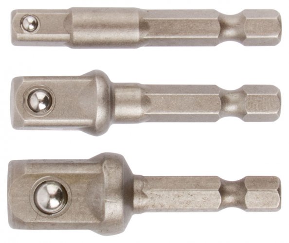 Адаптеры под головки с хвостовика U-типа под биты, набор 3 шт., легированная сталь КУРС 57952