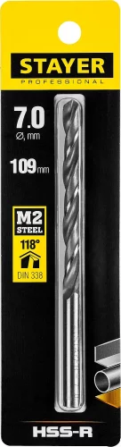 Сверло Professional по металлу HSS-R (7х69х109 мм; М2; DIN 338) STAYER 29602-7