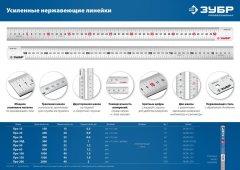 Усиленная нержавеющая линейка ЗУБР Про-150 1,5 м 34280-150