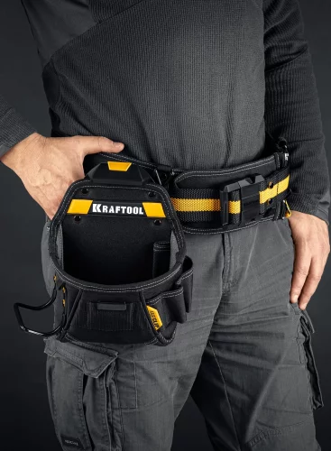KRAFTOOL KP-6 с быстросъёмным креплением FastClip, 6 карманов и петель, 240 х 250 мм, поясная сумка (38775)