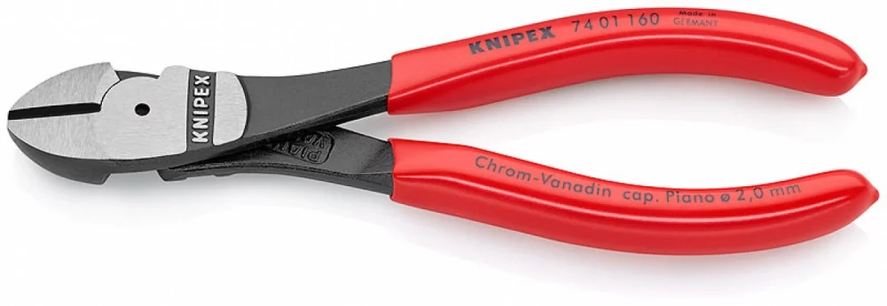 Кусачки боковые особой мощности фосфатированные, черного цвета 160 мм, KNIPEX, ( KN-7401160SB )