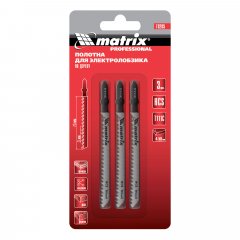 Полотна для электролобзика по дереву, 3 шт, T111C, 75 х 3 мм, HCS Matrix Professional 78205