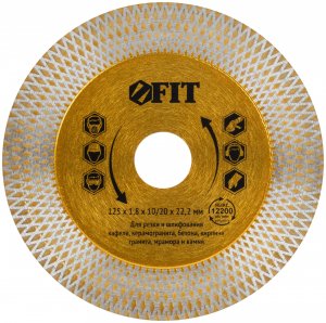 Диск отрезной / шлифовальный алмазный (сухая и влажная резка)  125х1,8х10/20х22,2 мм