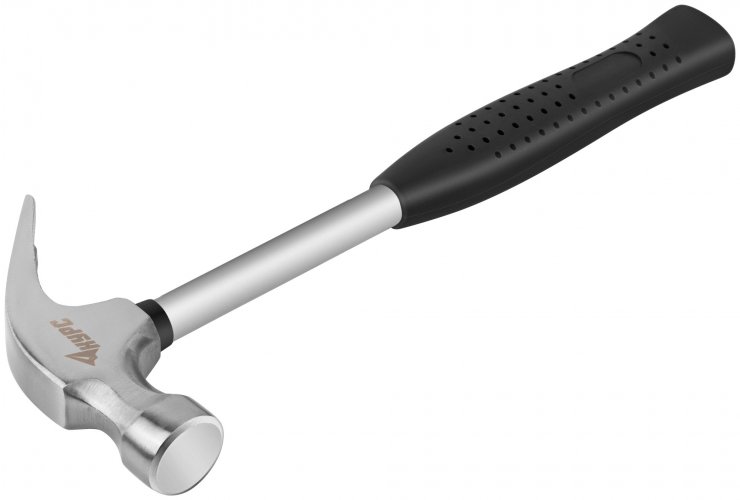 Молоток-гвоздодер, металлическая ручка, резиновая рукоятка 25 мм, 340 гр. КУРС 44612