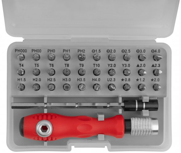 Отвертка с битами для точных работ, 30 CrV бит, удлинитель, пластиковый бокс КУРС 56175