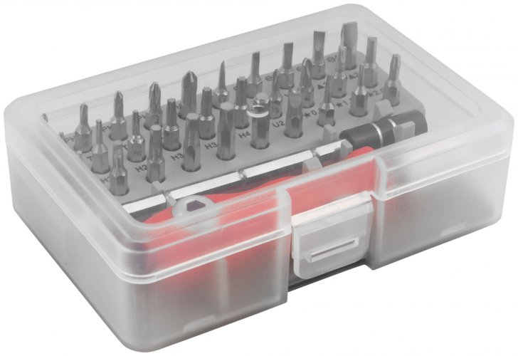 Отвертка с битами для точных работ, 30 CrV бит, удлинитель, пластиковый бокс КУРС 56175