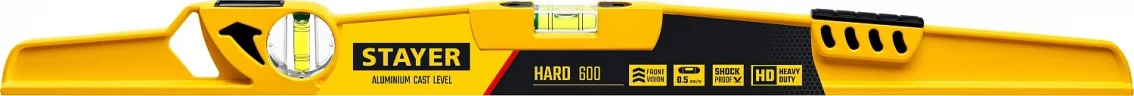 Литой уровень STAYER Hard с зеркальным глазком 600 мм 3483-060