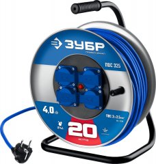 Силовой удлинитель на стальной катушке ЗУБР Пвс 325 ПВС 3x2.5 20м 55102-20