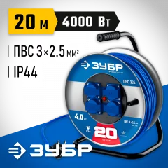 Силовой удлинитель на стальной катушке ЗУБР Пвс 325 ПВС 3x2.5 20м 55102-20