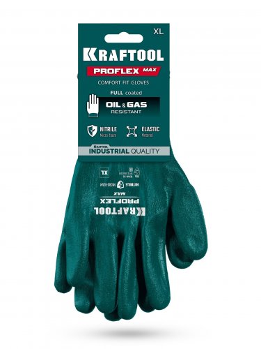 KRAFTOOL ProFlex Max, XL (10), полный облив, эластичные перчатки, вспененное нитриловое покрытие, 15 класс (11240-XL)
