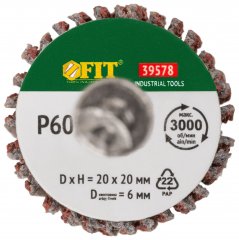 Диск лепестковый для дрели радиальный 20х20х6 мм Р 60 FIT 39578