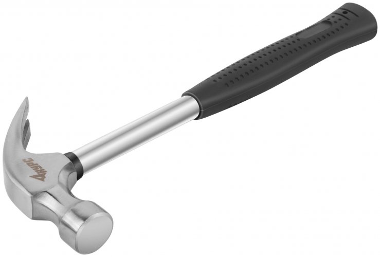 Молоток-гвоздодер, металлическая ручка, резиновая рукоятка 27 мм, 450 гр. КУРС 44613