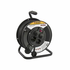 Удлинитель силовой на кабельной катушке, 50 м, 4 розетки с крышкой, IP44, 16 А, серия УХз16 Denzel 95908