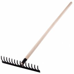 Грабли стальные, 360 х 1300 мм, 14 прямых зубьев, деревянный черенок, Россия, Сибртех 61742