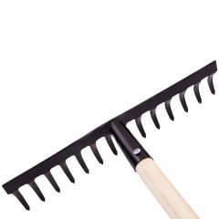 Грабли стальные, 360 х 1300 мм, 14 прямых зубьев, деревянный черенок, Россия, Сибртех 61742