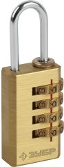 Замок навесной мини ЗУБР Профессионал, латунный корпус, кодовый, 4 диска 37118-2_z02