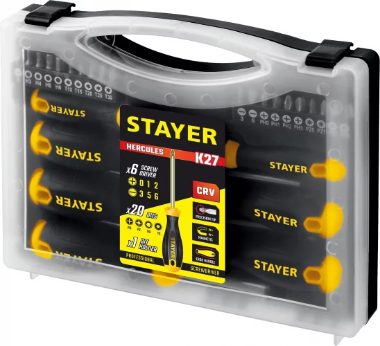Набор отверток с насадками STAYER Hercules-K27 27 предметов 25827