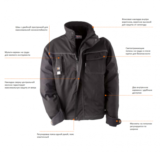 Куртка рабочая VITTORIA, размер L, полистер 65%, хлопок 35%, 300g/m2, KAPRIOL, ( 31696 )