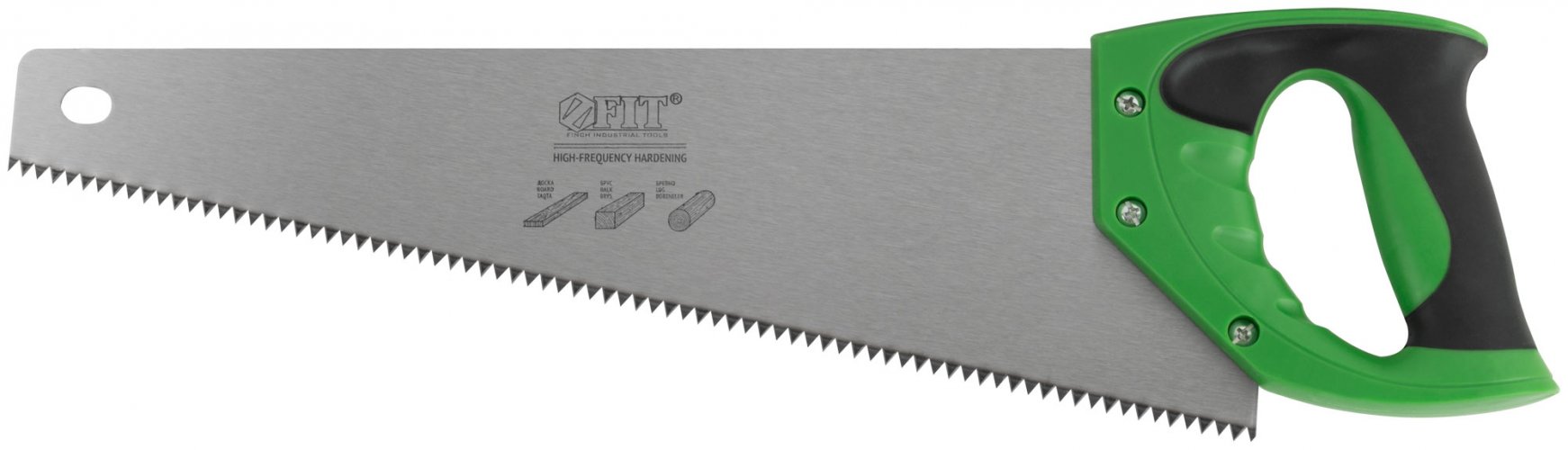 Ножовка по дереву, крупный каленый зуб 5 TPI, 2D заточка, пластиковая прорезиненная ручка 400 мм FIT 40421
