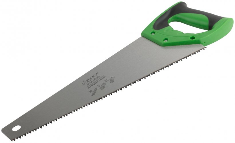 Ножовка по дереву, крупный каленый зуб 5 TPI, 2D заточка, пластиковая прорезиненная ручка 400 мм FIT 40421