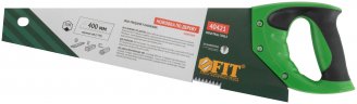 Ножовка по дереву, крупный каленый зуб 5 TPI, 2D заточка, пластиковая прорезиненная ручка 400 мм FIT 40421