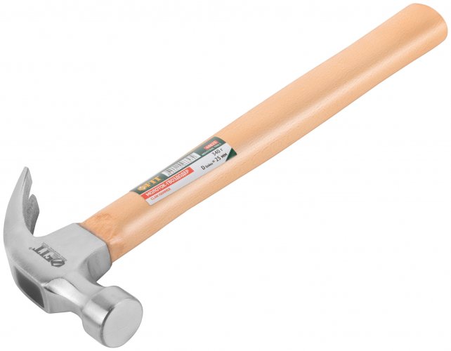 Молоток-гвоздодер, деревянная ручка 25 мм, 340 гр. FIT 44625