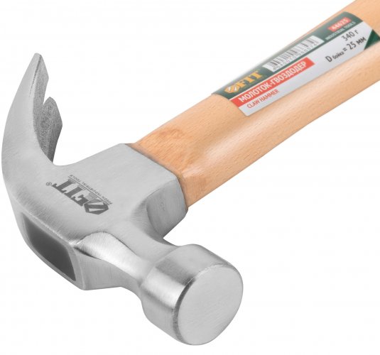 Молоток-гвоздодер, деревянная ручка 25 мм, 340 гр. FIT 44625