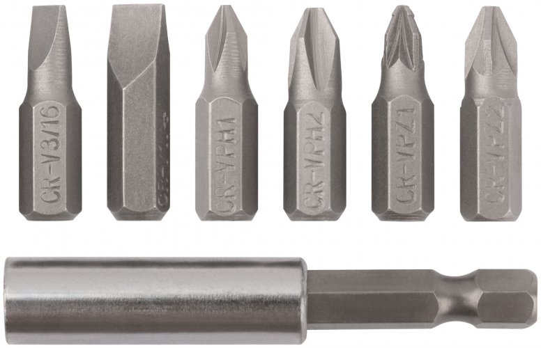 Биты набор 6 шт. CrV, 25 мм + адаптор FIT 57660