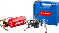 Туристическая мультитопливная горелка ЗУБР ЭКСПЕРТ бензин или газ, в кейсе 68202