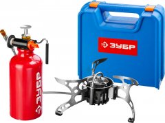 Туристическая мультитопливная горелка ЗУБР ЭКСПЕРТ бензин или газ, в кейсе 68202