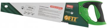 Ножовка по дереву, крупный каленый зуб 5 TPI, 2D заточка, пластиковая прорезиненная ручка 450 мм FIT 40422