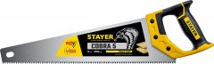 Ножовка по дереву пила STAYER "Cobra 5" 400 мм, 5 TPI, прямой крупный зуб, быстрый рез поперек волокон, для крупных и средних заготовок, 1506-40_z02