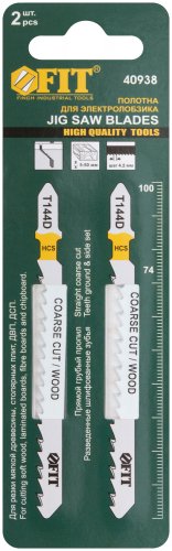 Полотна по дереву, HCS, разведенные, шлифованные зубья 100/74/4,2 мм (Т144D), 2 шт. FIT 40938