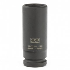 Головка ударная удлиненная шестигранная, 22 мм, 1/2, CrMo Stels 13948