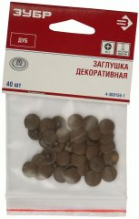 Декоративная заглушка под шуруп ЗУБР цвет дуб, шлиц №2, ТФ6, 40шт 4-308156-1