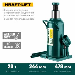 Гидравлический бутылочный домкрат 20т, 244-478мм, KRAFTOOL Kraft-Lift 43462-20_z01