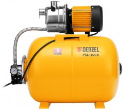 Насосная станция PSL1100X, 1100 Вт, 3600 л/ч, ресивер 50 л, подъем 45 м, нержавейка Denzel 97311